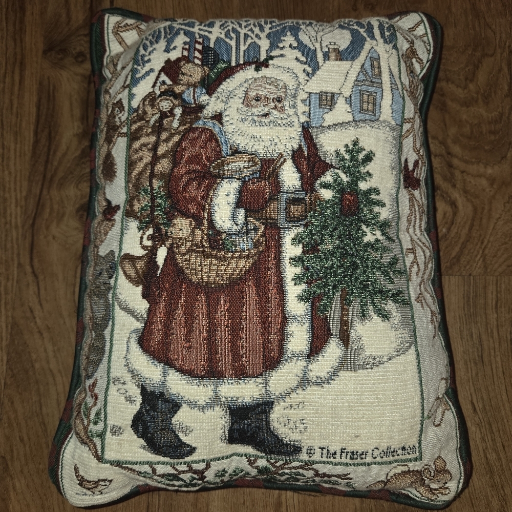 Vintage Olde Time Santa Needlepoint Throw Pillow Made In USA La France Home - Picture 2 of 6